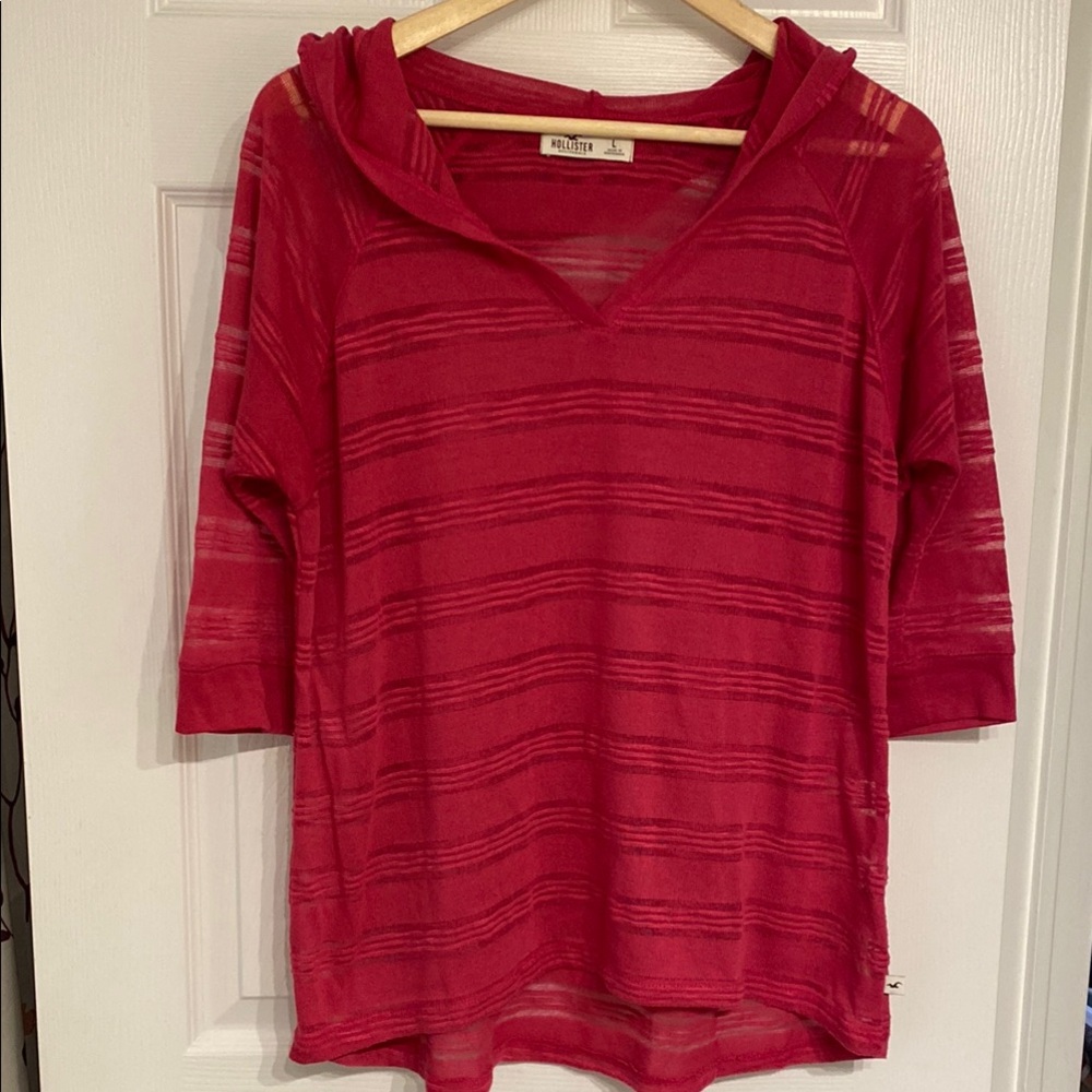Hollister Y2K Fuchsia Relaxed Hoodie with 3/4 sleeves